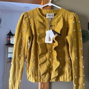 Industry Republic Clothing.  Wool blend sweater with faux petal beads